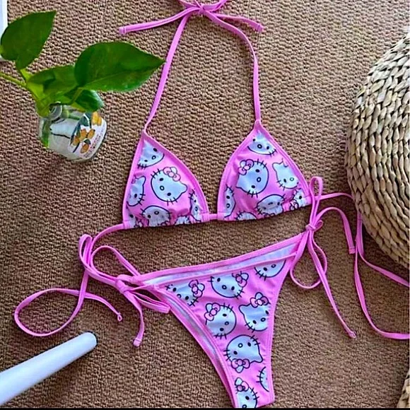 Hello Kitty Bikini Two Piece Pink Sexy Swimsuit